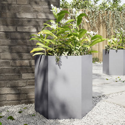 Plantenbak Zeshoek Staal Antracietkleurig