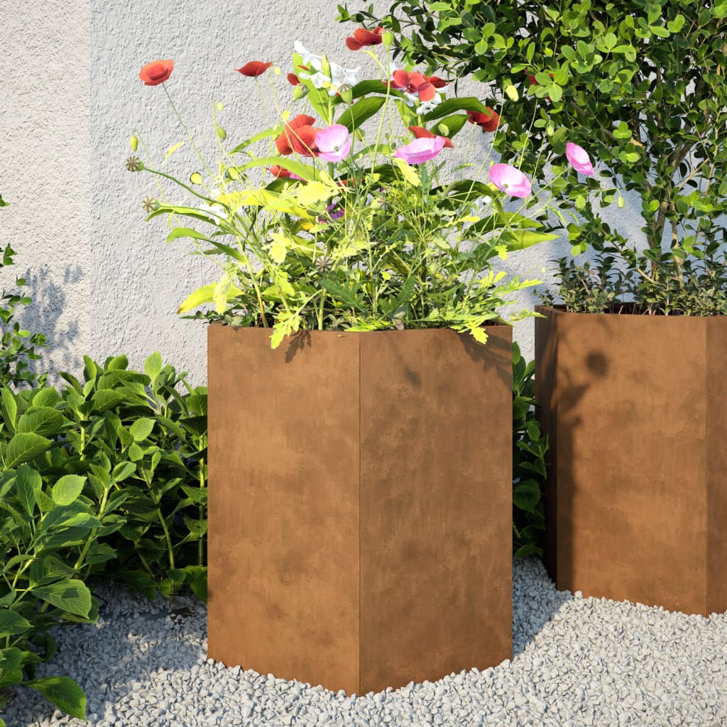 Plantenbak Zeshoek Staal Antracietkleurig