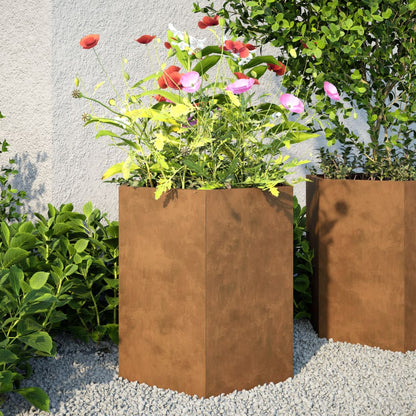Plantenbak Zeshoek Staal Antracietkleurig