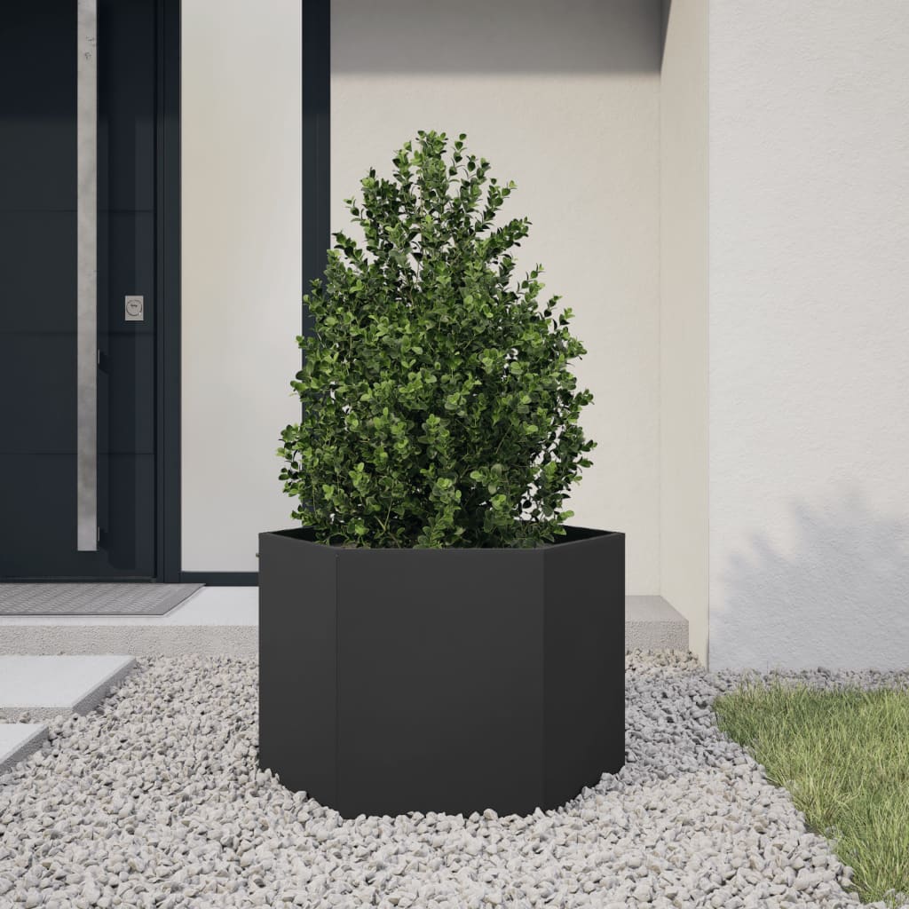 Plantenbak Zeshoek Staal Antracietkleurig