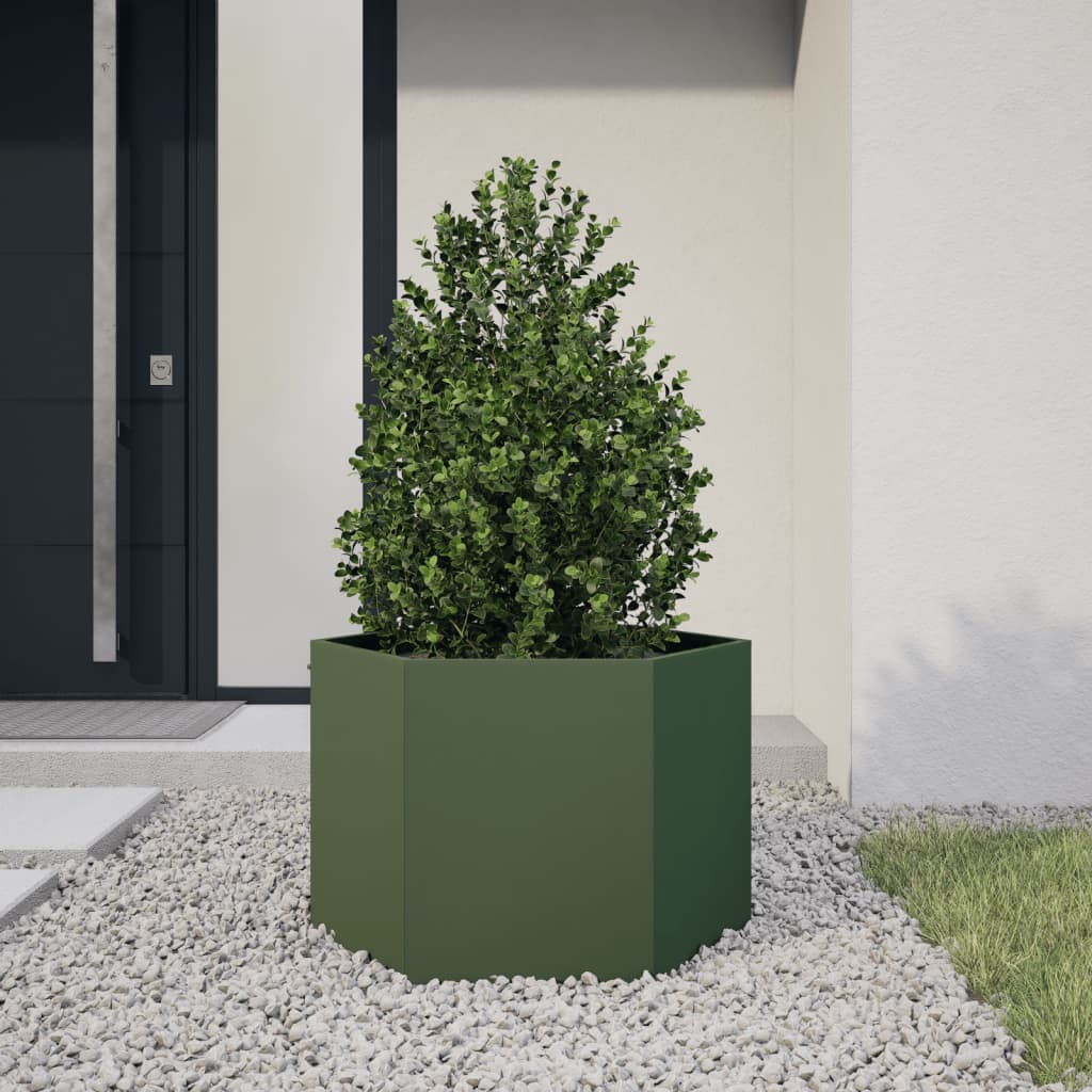 Plantenbak Zeshoek Staal Antracietkleurig