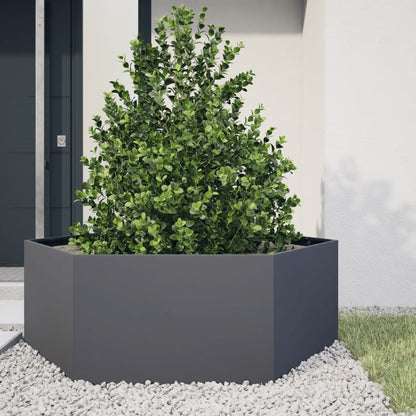 Plantenbak Zeshoek Staal Antracietkleurig
