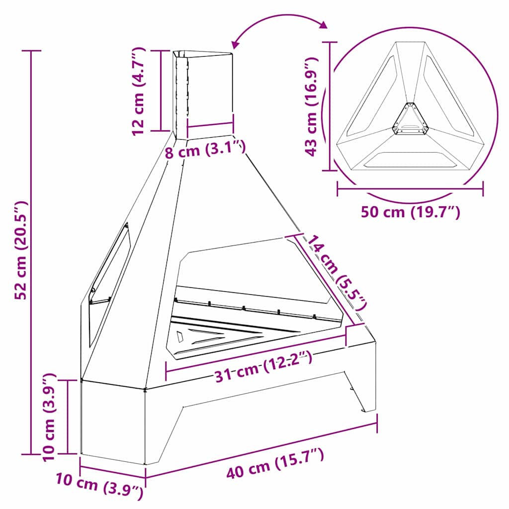 Vuurkorf Zwart 50 X 43 X 52 Cm Staal