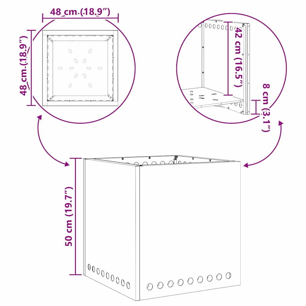 Rookloze Vuurschaal Zwart 48 X 48 X 50 Cm Staal