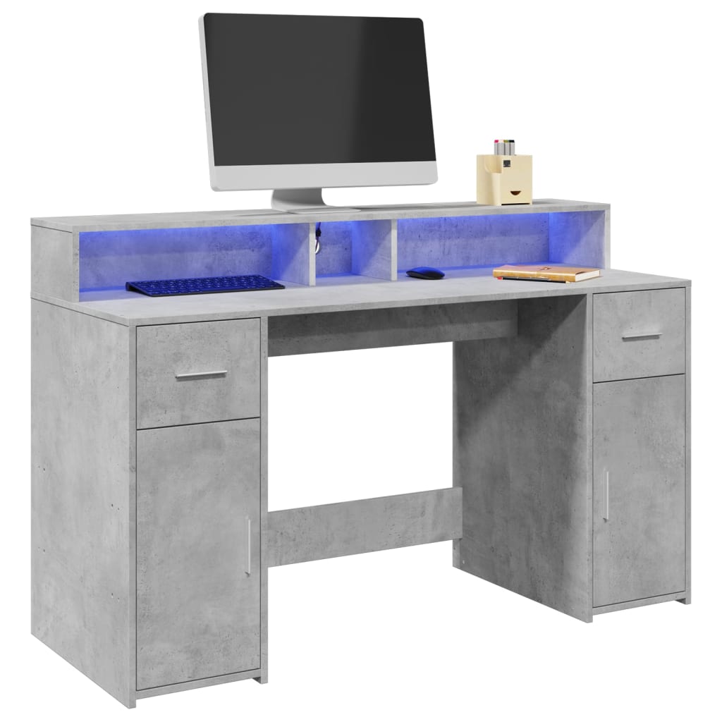 Bureau Met Led-Verlichting Hout Kleur