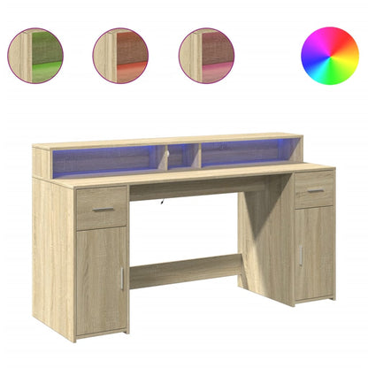 Bureau Met Led-Verlichting Hout Kleur