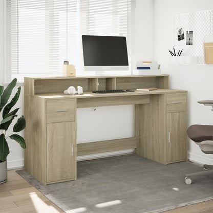 Bureau Met Led-Verlichting Hout Kleur