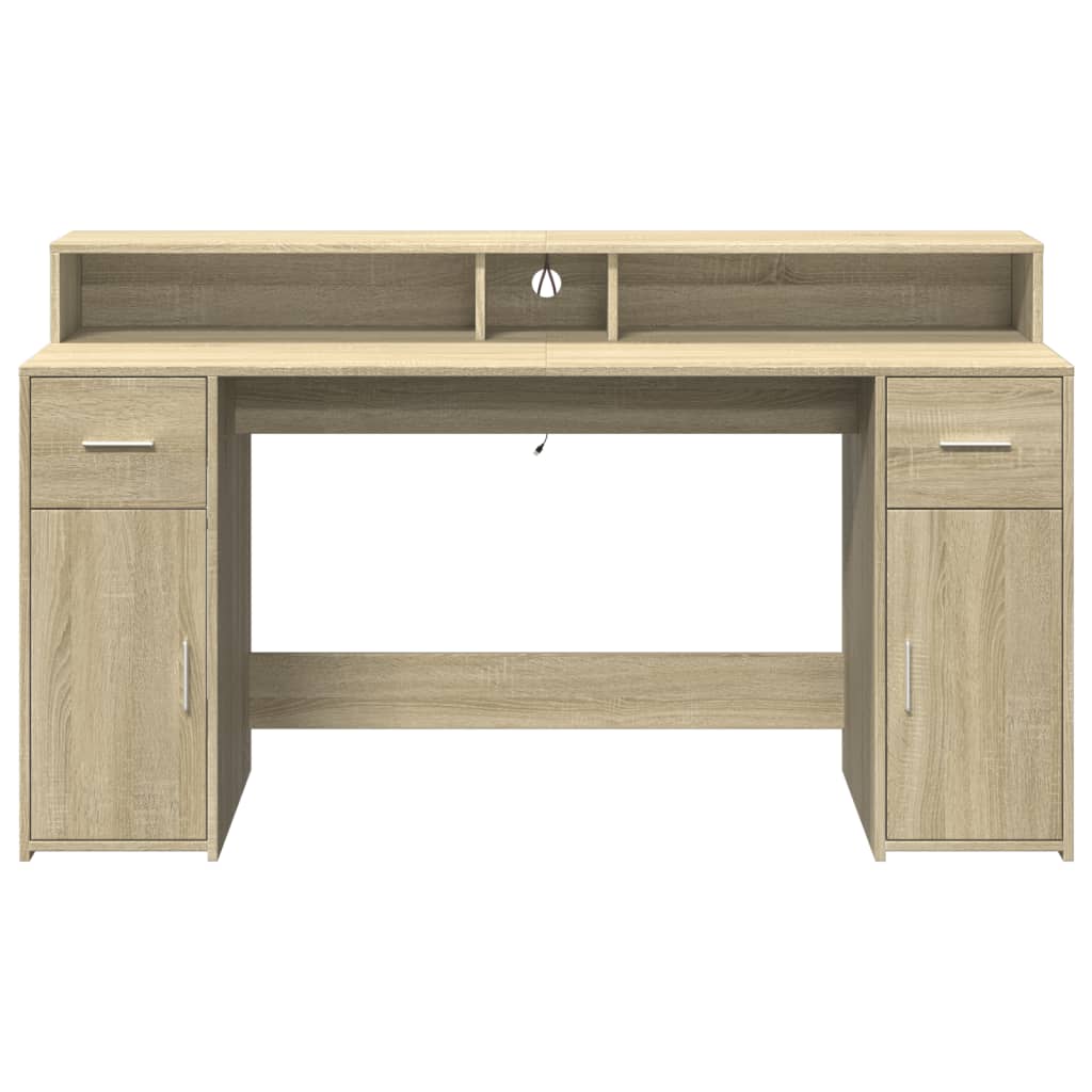 Bureau Met Led-Verlichting Hout Kleur