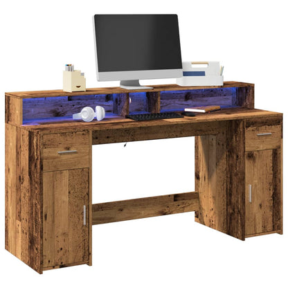 Bureau Met Led-Verlichting Hout Kleur