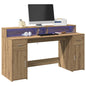 Bureau Met Led-Verlichting Hout Kleur