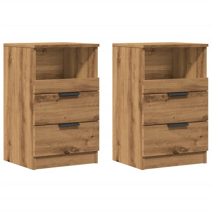 Nachtkastjes 40X36X65Cm Bewerkt Hout Artisanaal Eikenkleur