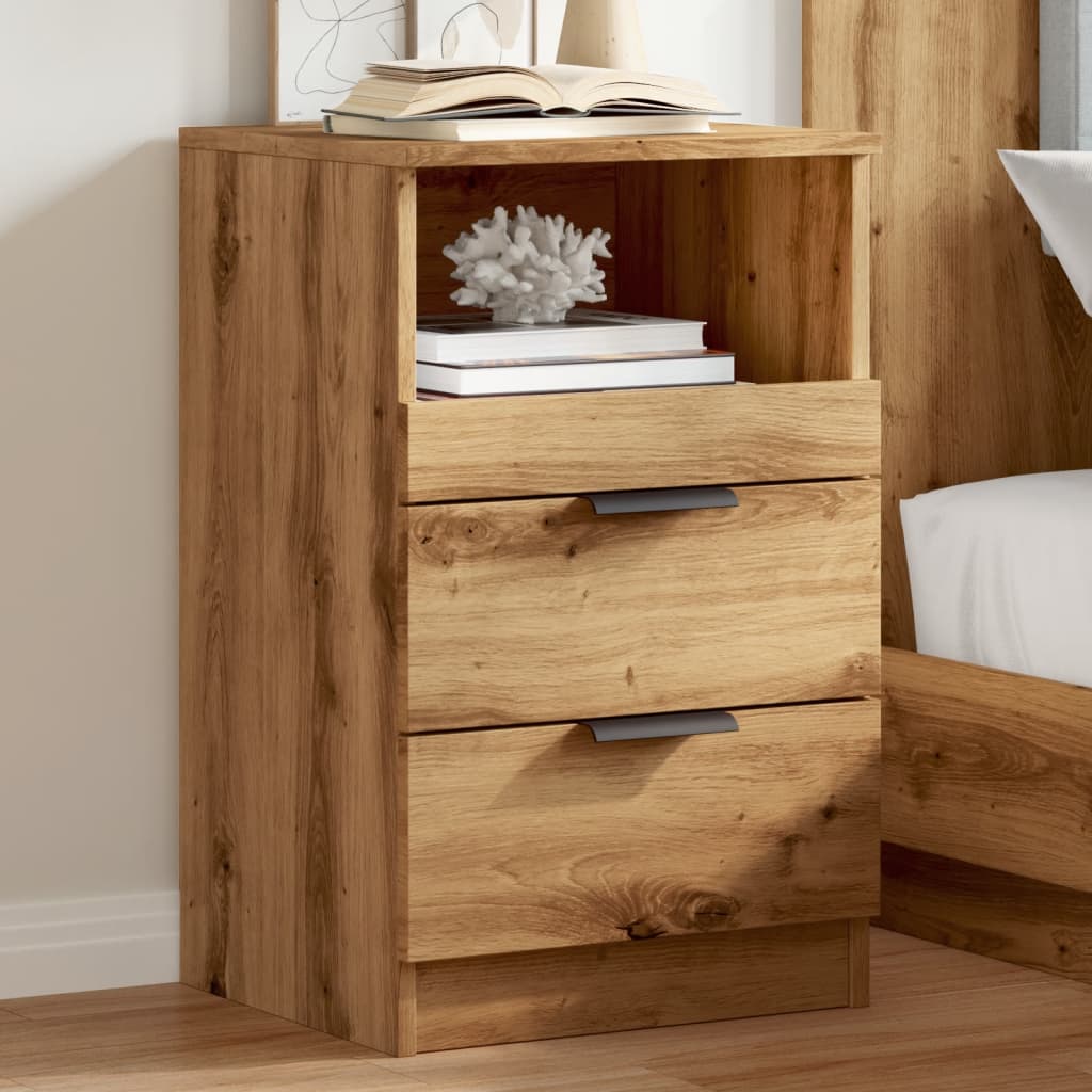Nachtkastjes 40X36X65Cm Bewerkt Hout Artisanaal Eikenkleur
