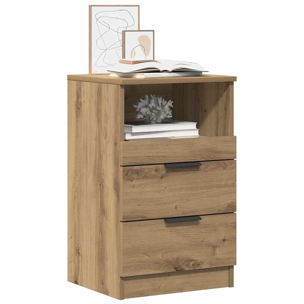 Nachtkastjes 40X36X65Cm Bewerkt Hout Artisanaal Eikenkleur