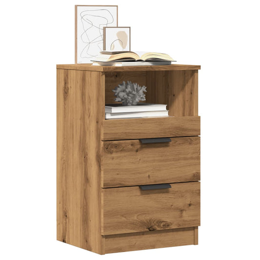 Nachtkastjes 40X36X65Cm Bewerkt Hout Artisanaal Eikenkleur