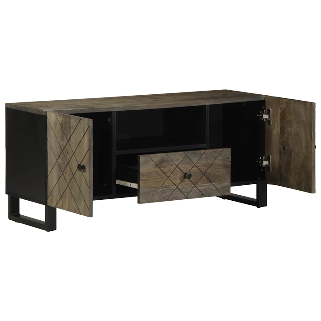 Tv-Meubel 105X33X46 Cm Massief Mangohout Zwart