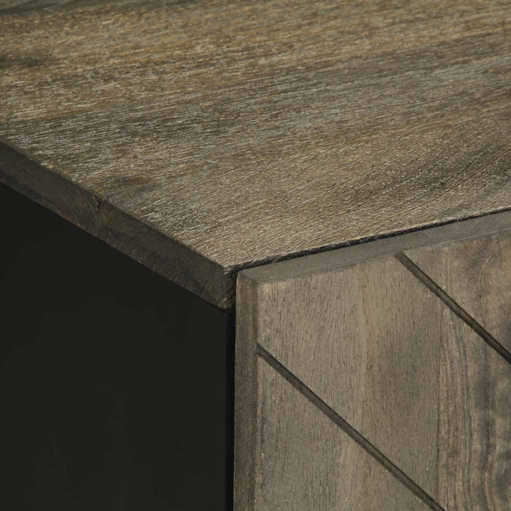 Tv-Meubel 105X33X46 Cm Massief Mangohout Zwart