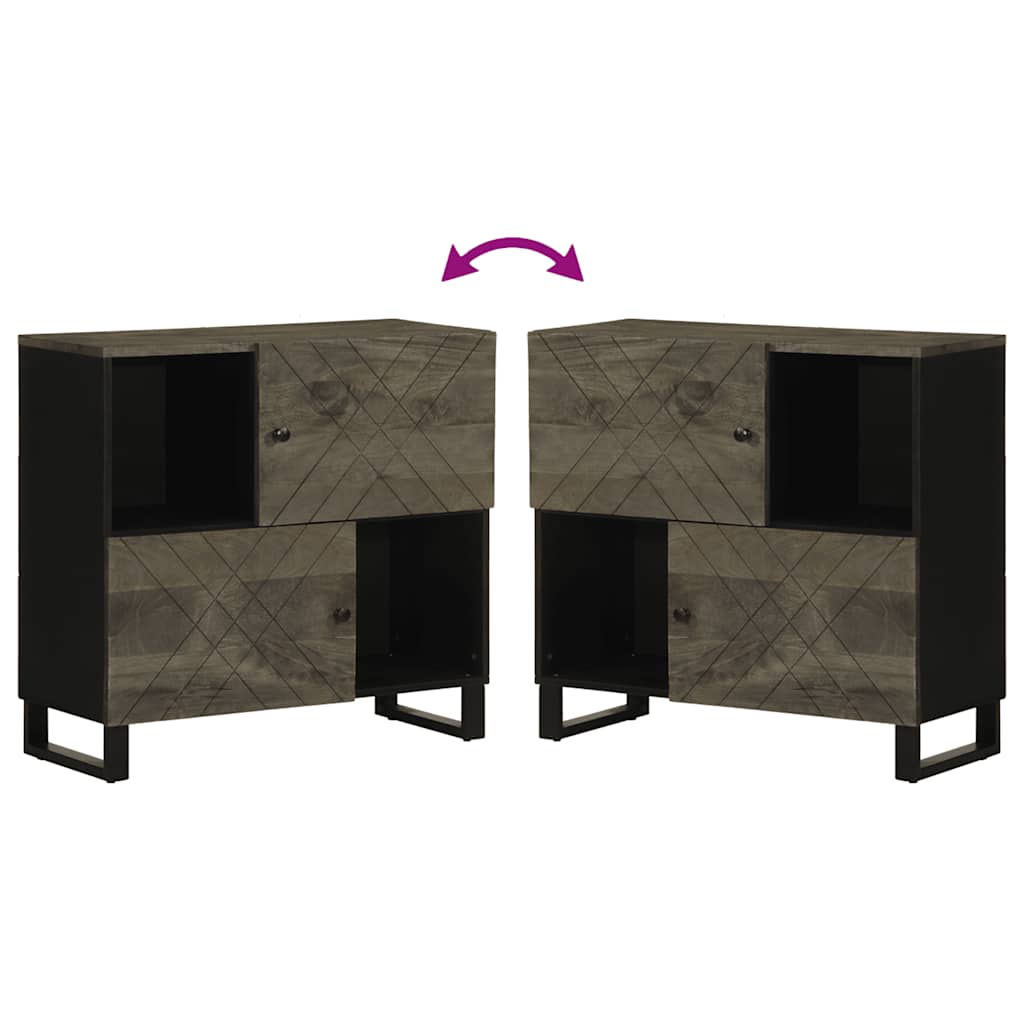 Dressoir 80X33X75 Cm Massief Mangohout Zwart