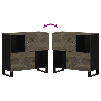 Dressoir 80X33X75 Cm Massief Mangohout Zwart