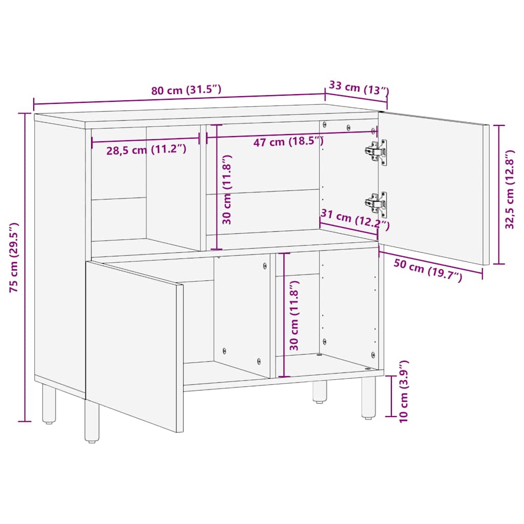 Dressoir Met Plank Bruin 80 X 33 X 75 Cm