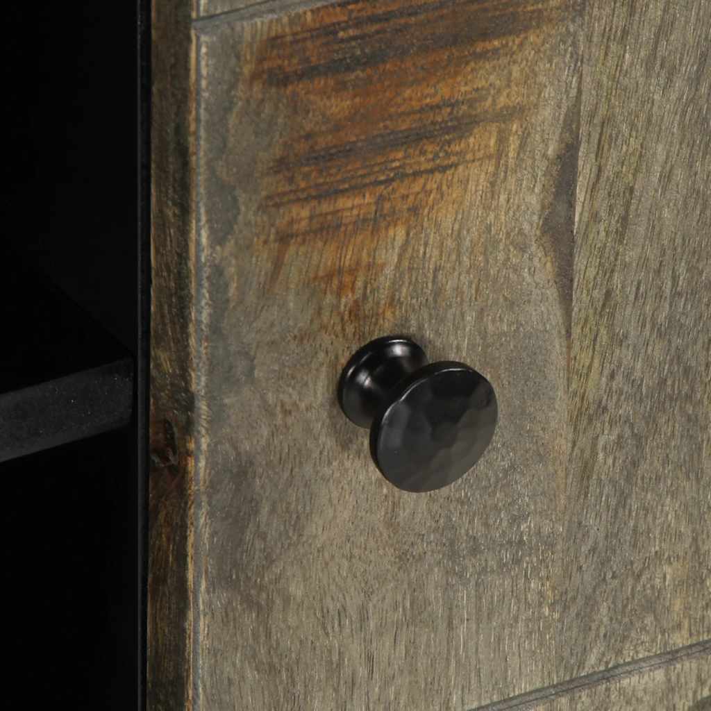 Tv-Meubel 80X31,5X46 Cm Massief Mangohout Lichtgrijs