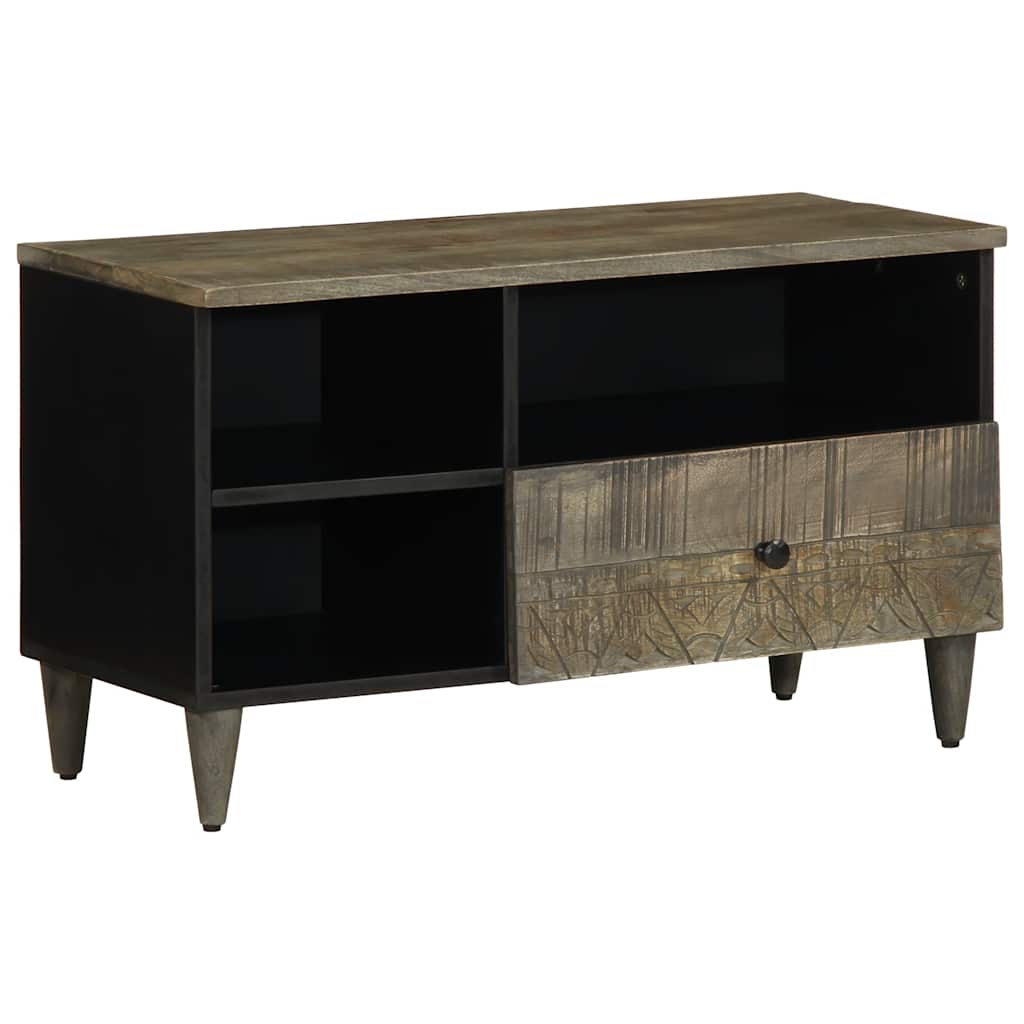 Tv-Meubel 80X33X46 Cm Massief Mangohout Zwart