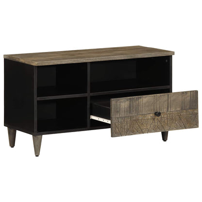 Tv-Meubel 80X33X46 Cm Massief Mangohout Zwart