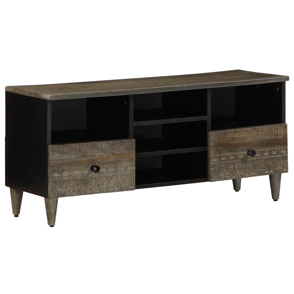 Tv-Meubel 100X33X46 Cm Massief Mangohout Zwart
