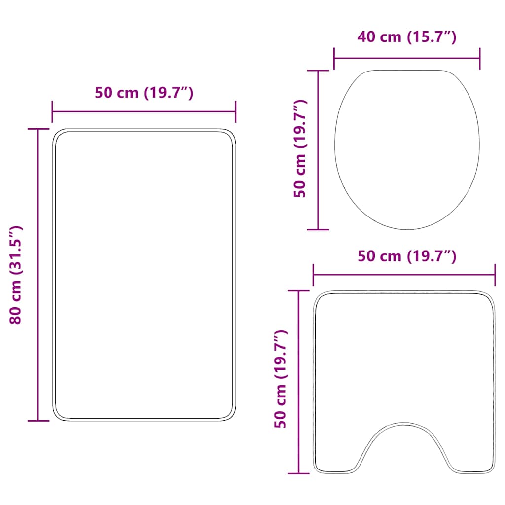 Antislip Badmat Set 3 Pcs Pp