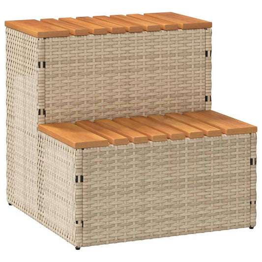Hottub-Opstap 50X50X50,5Cm Poly Rattan&Massief Acaciahout