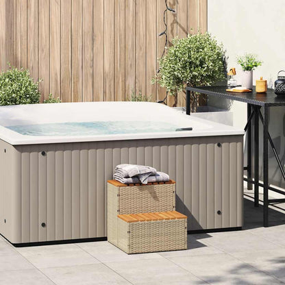 Hottub-Opstap 50X50X50,5Cm Poly Rattan&Massief Acaciahout