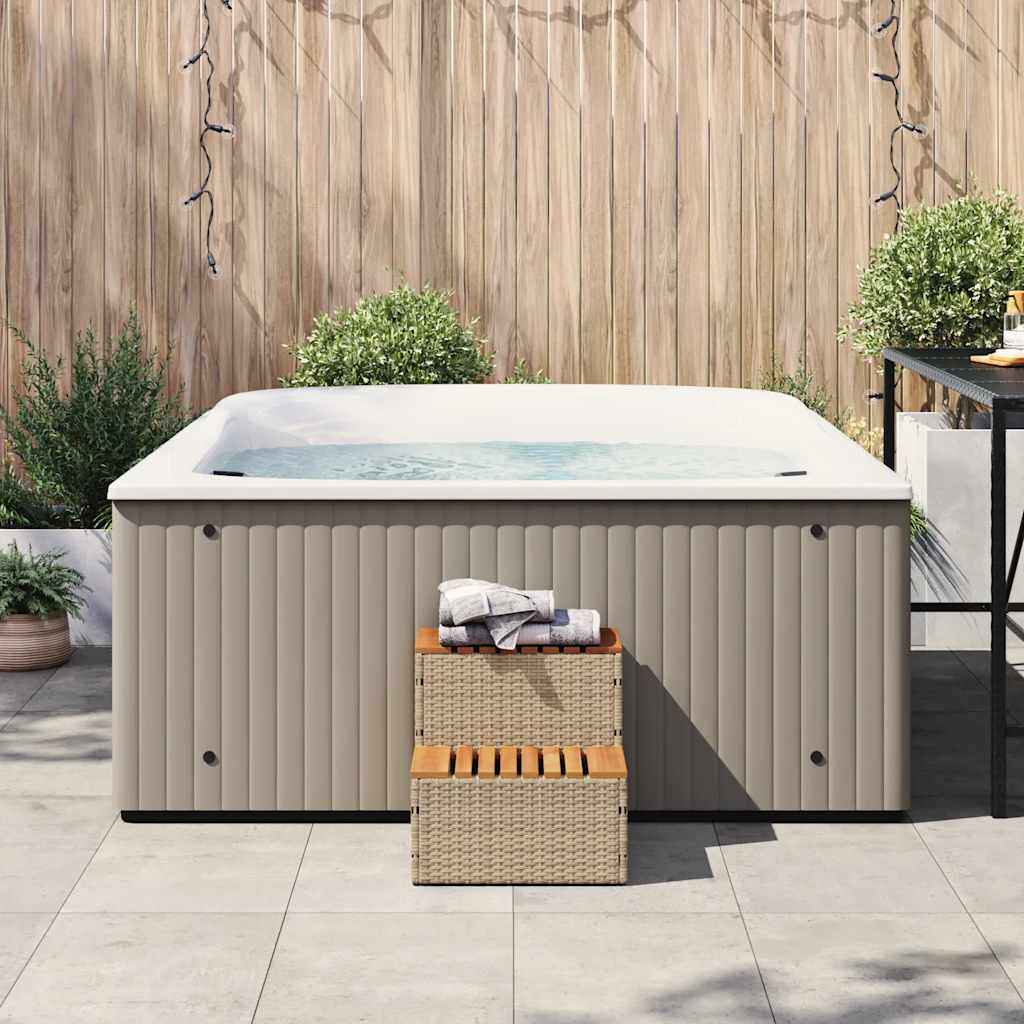 Hottub-Opstap 50X50X50,5Cm Poly Rattan&Massief Acaciahout