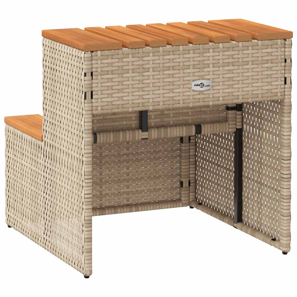 Hottub-Opstap 50X50X50,5Cm Poly Rattan&Massief Acaciahout