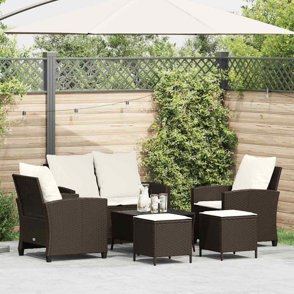 6-Delige Loungeset Met Kussens Poly Rattan
