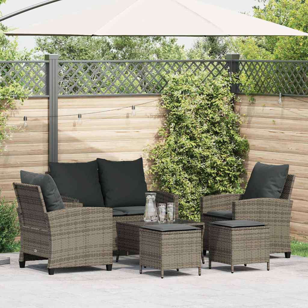 6-Delige Loungeset Met Kussens Poly Rattan