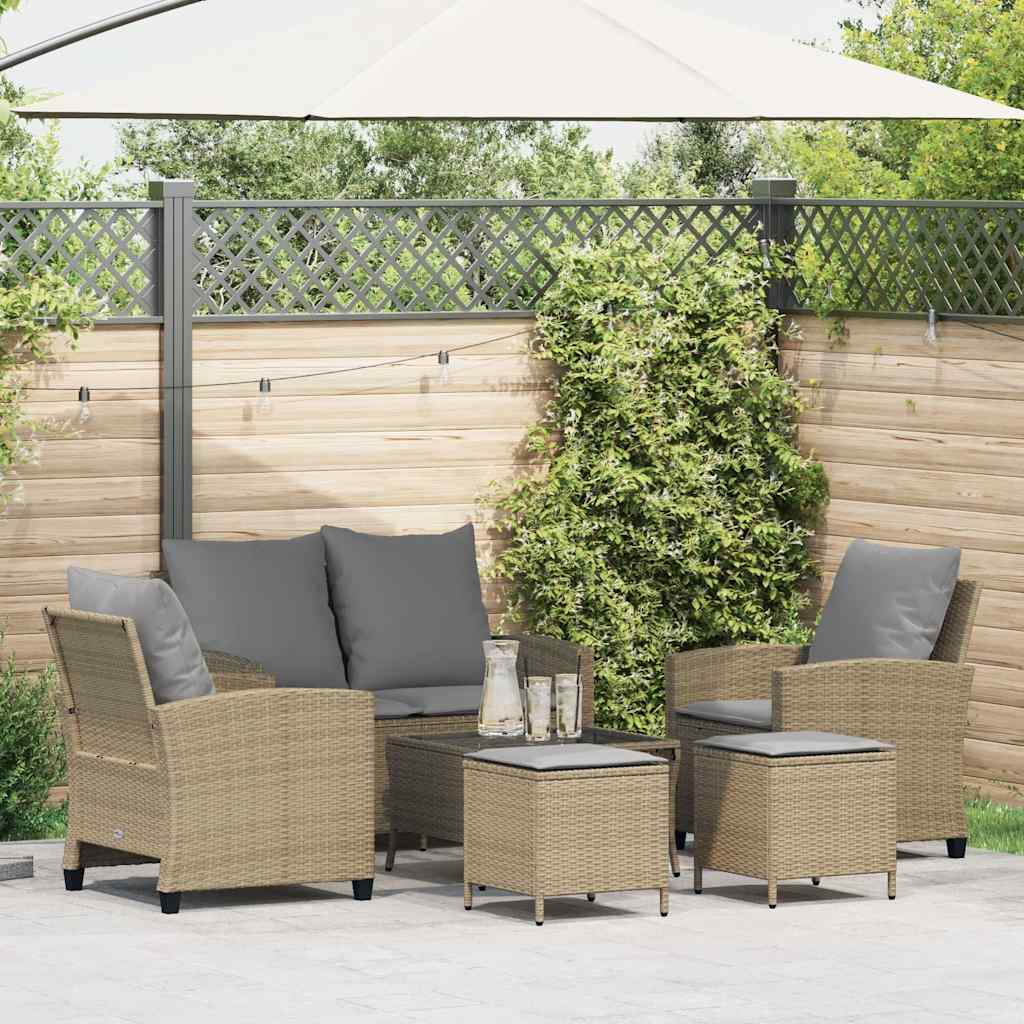 6-Delige Loungeset Met Kussens Poly Rattan
