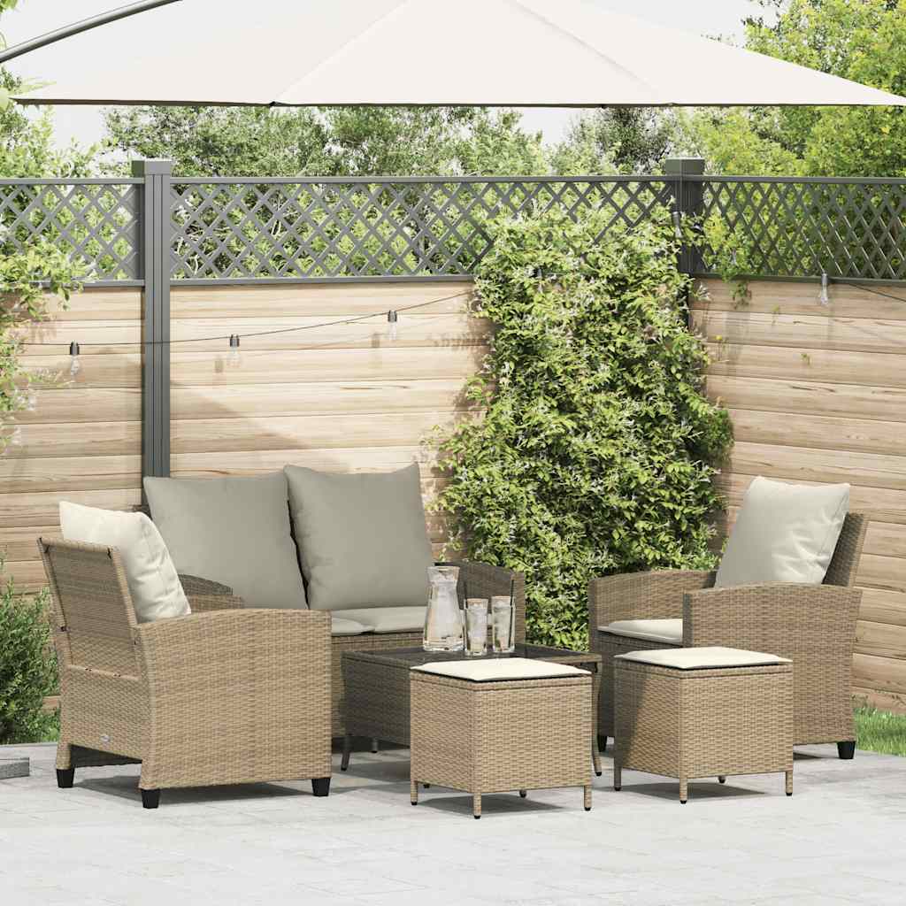 6-Delige Loungeset Met Kussens Poly Rattan