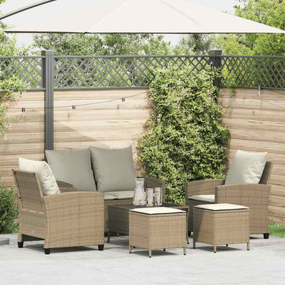 6-Delige Loungeset Met Kussens Poly Rattan