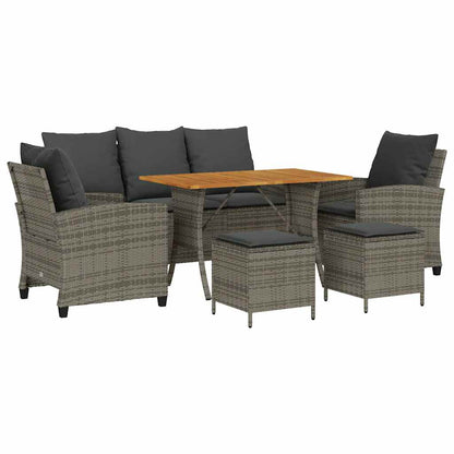 6-Delige Loungeset Met Kussens Poly Rattan