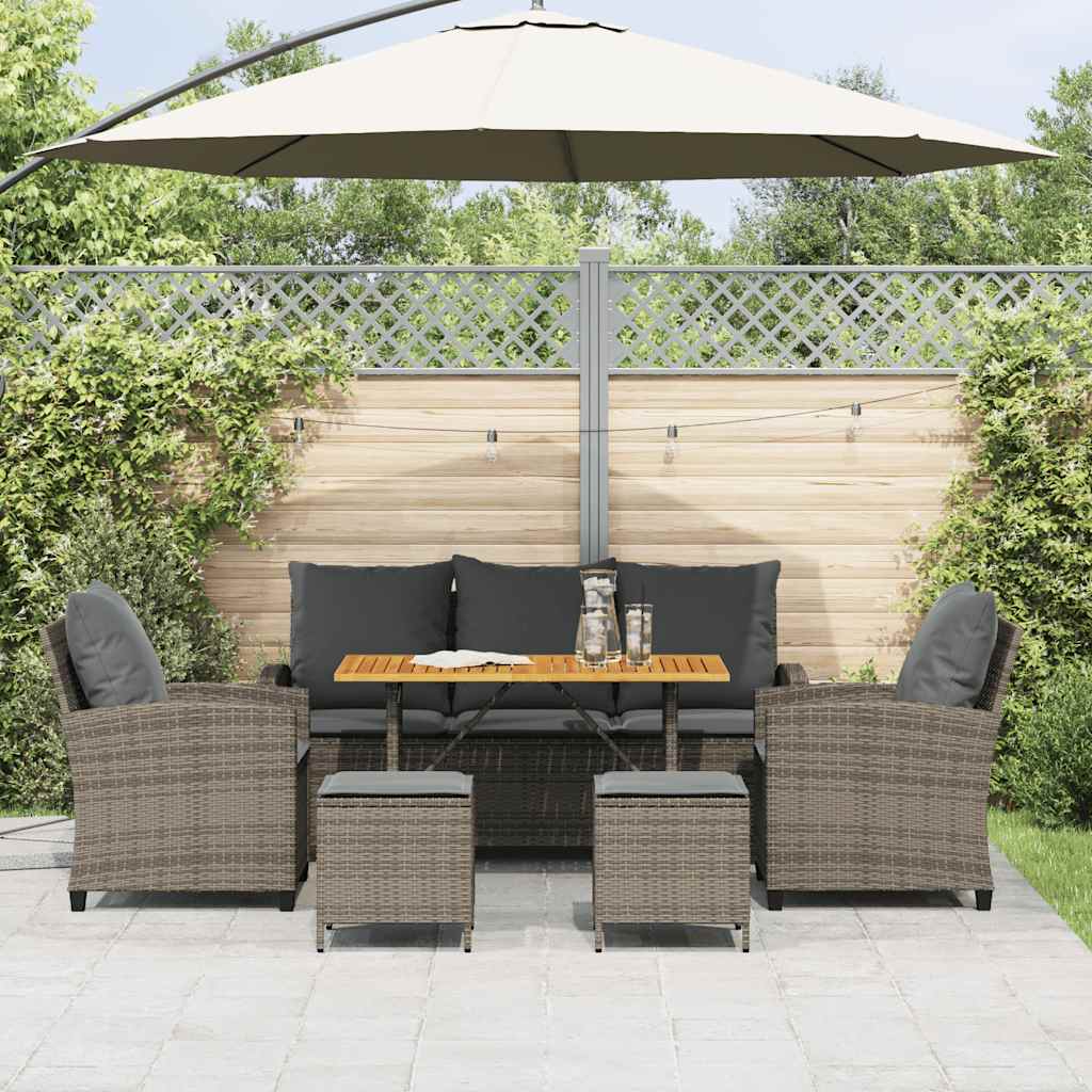 6-Delige Loungeset Met Kussens Poly Rattan