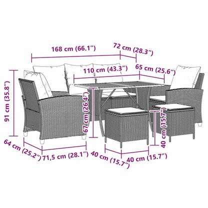 6-Delige Loungeset Met Kussens Poly Rattan