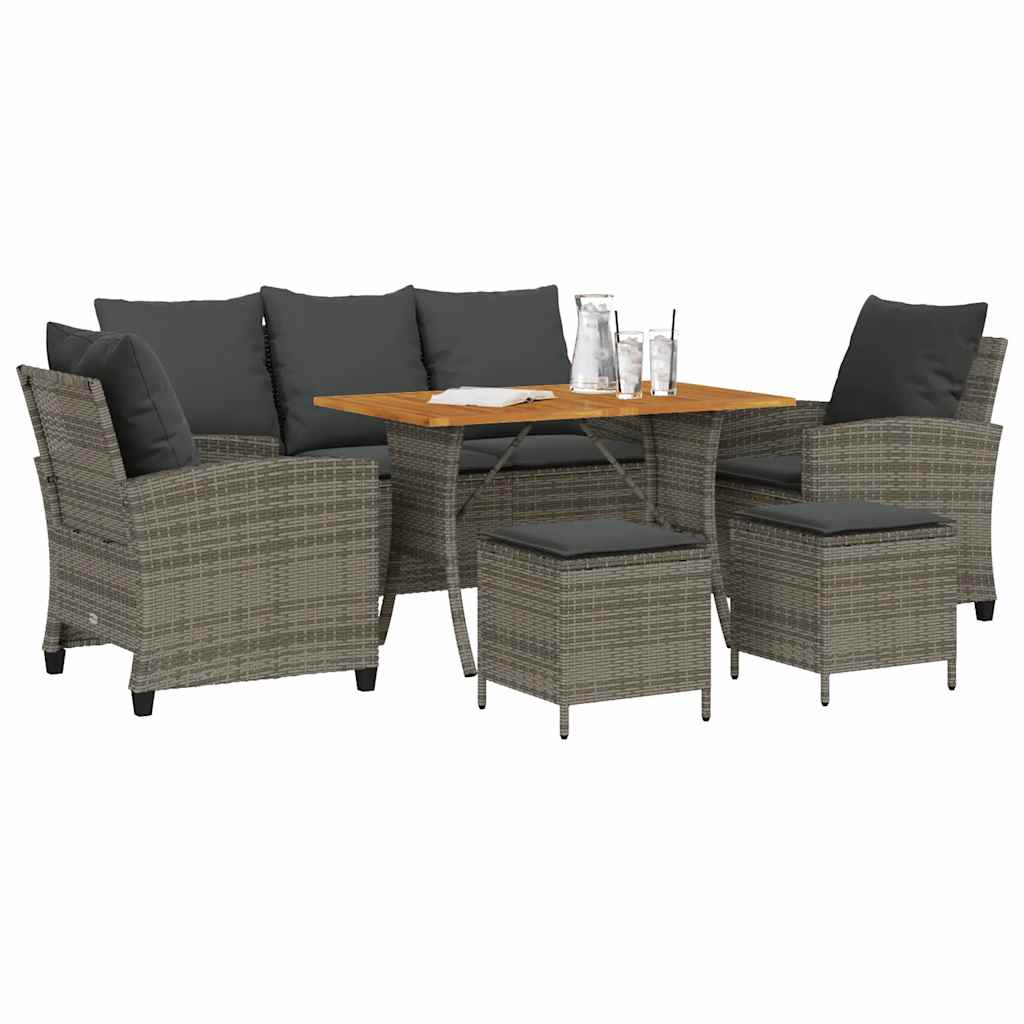 6-Delige Loungeset Met Kussens Poly Rattan