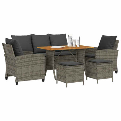 6-Delige Loungeset Met Kussens Poly Rattan