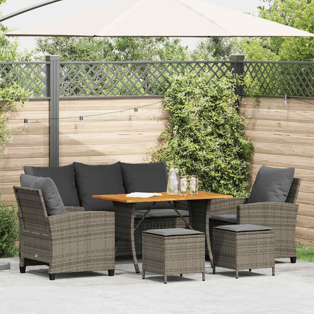 6-Delige Loungeset Met Kussens Poly Rattan