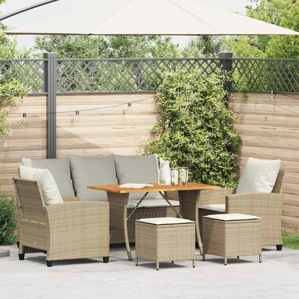 6-Delige Loungeset Met Kussens Poly Rattan