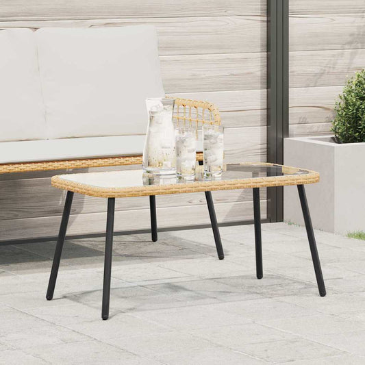 Salontafel Bruin En Zwart 90 X 45 X 43 Cm Poly Rattan En Glas