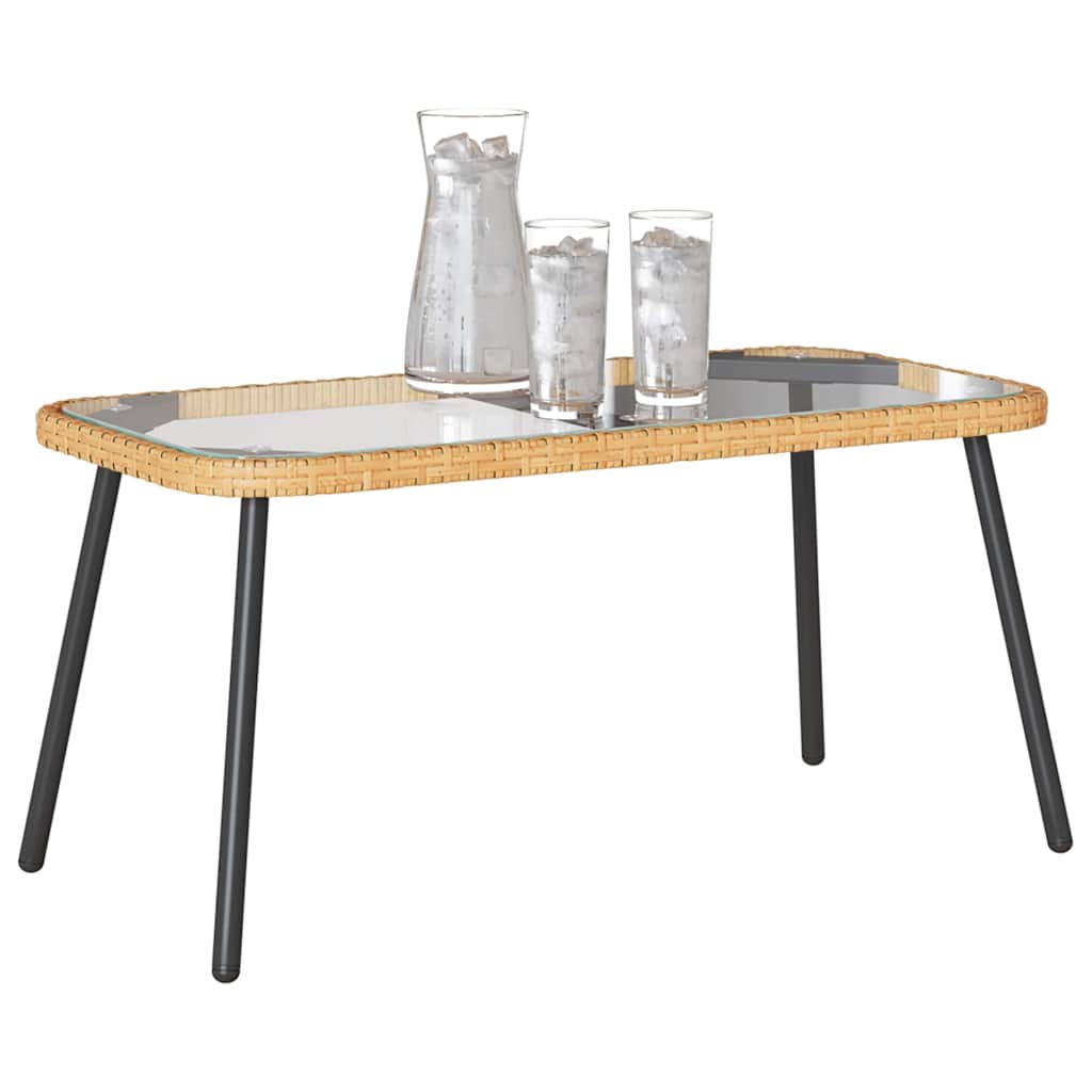 Salontafel Bruin En Zwart 90 X 45 X 43 Cm Poly Rattan En Glas