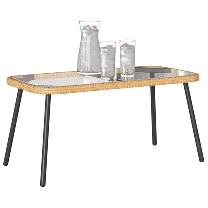 Salontafel Bruin En Zwart 90 X 45 X 43 Cm Poly Rattan En Glas