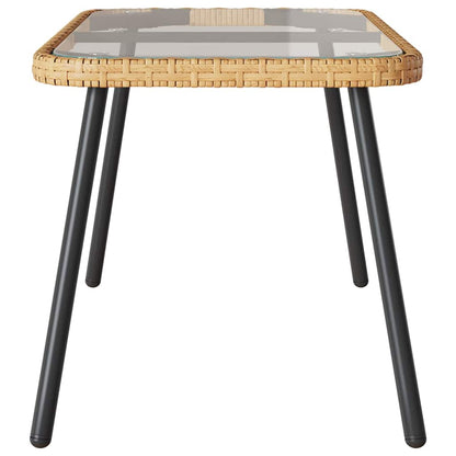 Salontafel Bruin En Zwart 90 X 45 X 43 Cm Poly Rattan En Glas
