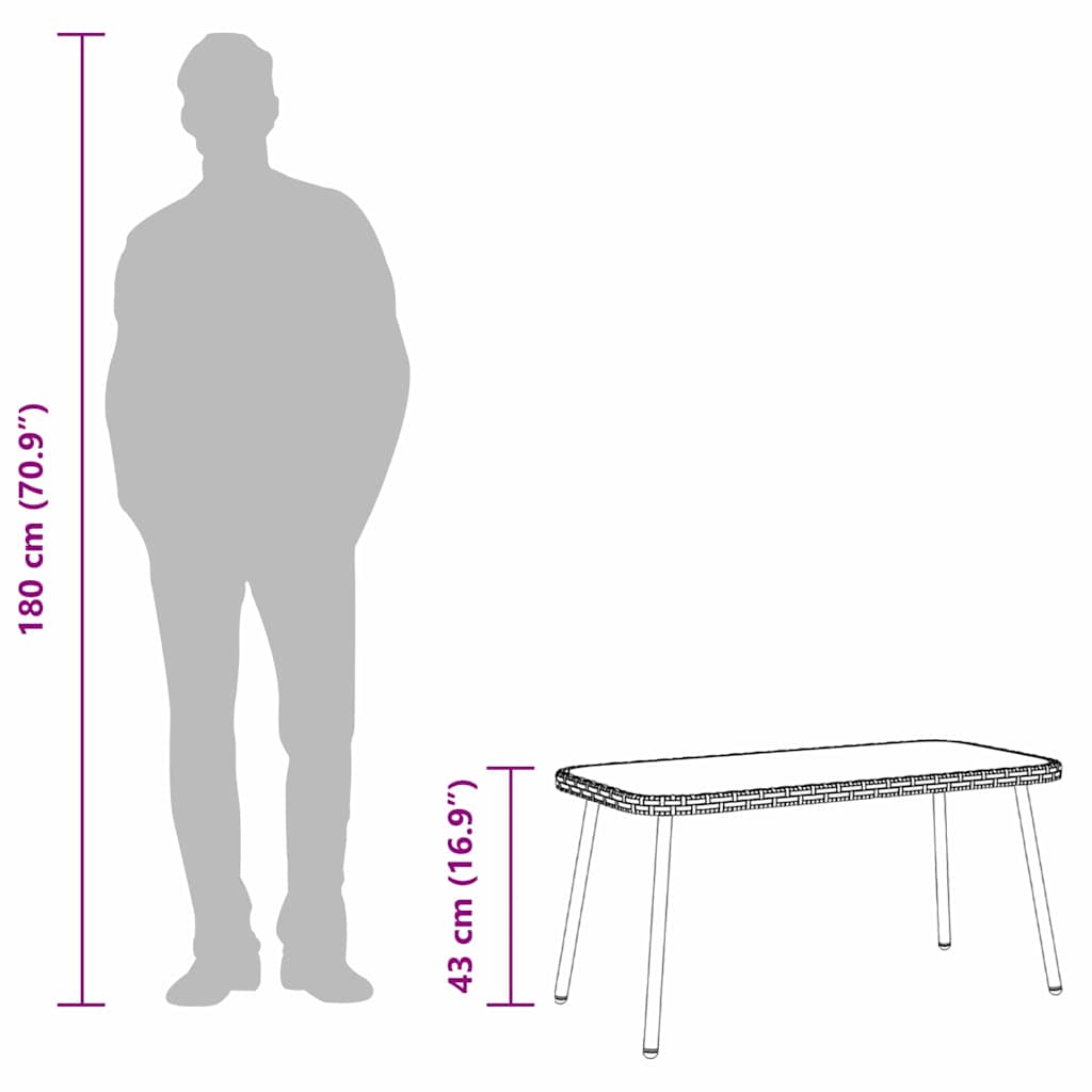 Salontafel Bruin En Zwart 90 X 45 X 43 Cm Poly Rattan En Glas