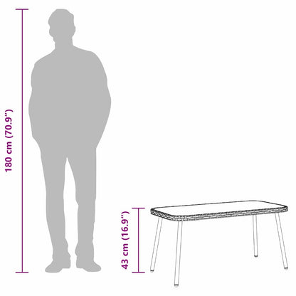 Salontafel Bruin En Zwart 90 X 45 X 43 Cm Poly Rattan En Glas